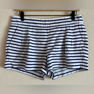 J.Crew Shorts Navy White Striped High Waist Pleat Front Womens 6 Sailor Nautical